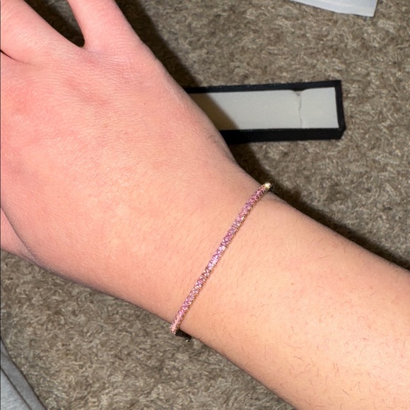 Delicate Pink Sapphire Tennis Bracelet in 14k Solid gold - Picture 3 of 7